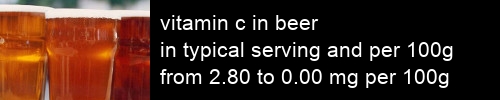 vitamin c in beer information and values per serving and 100g